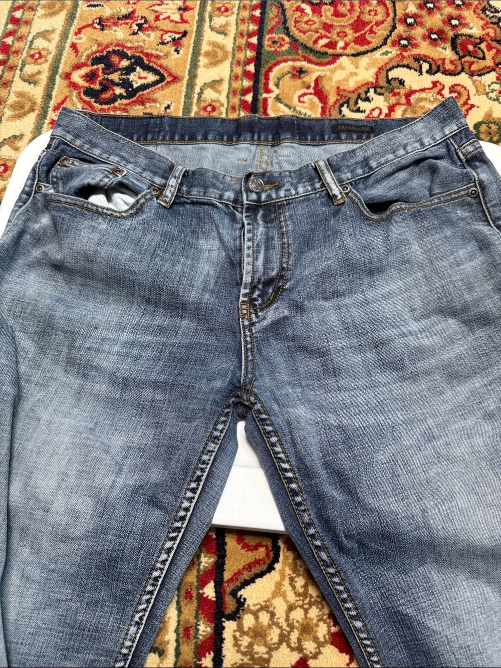Relaxed Fit Men's Washed Blue Jeans
